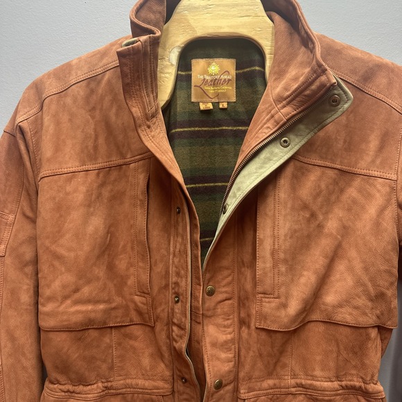 THE TERRITORY AHEAD 1990 Tan LEATHER Heavy Duty Mens L Ranch Field Zip Jacket - Picture 10 of 16